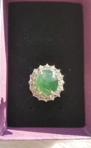Genuine Icy Green 5.45ct Jadeite Jade(Type A) 925 Silver Ring SIZE Adjustable - Picture 1 of 12