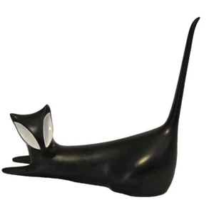 Vintage ROYAL DUX BOHEMIA schwarze Katzenfigur Figur MCM modern Jaroslav Jezek EX - Bild 1 von 9