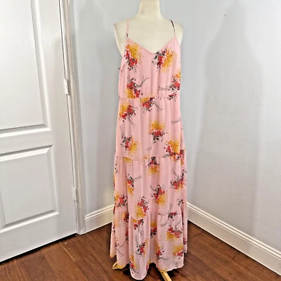 Maxi Vestido J Crew Para Mujer 14 Floral Sunburst Niveles Sin Mangas Cottagecore Y2K Foto 1 de 4