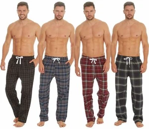 Woven Check Lounge Pants Mens Lightweight Pyjama Bottoms PJs Nightwear - Picture 1 of 14