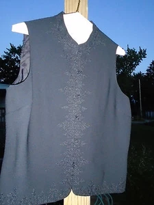Ladies NY & CO Black Sz Large 12-14 Polyester Lined Embroidered Vest~Preloved - Picture 1 of 6