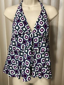 Swim Solutions Halter Tankini 10 Wireless Swim Top Bust Support Tiered 8004565 - Picture 1 of 7