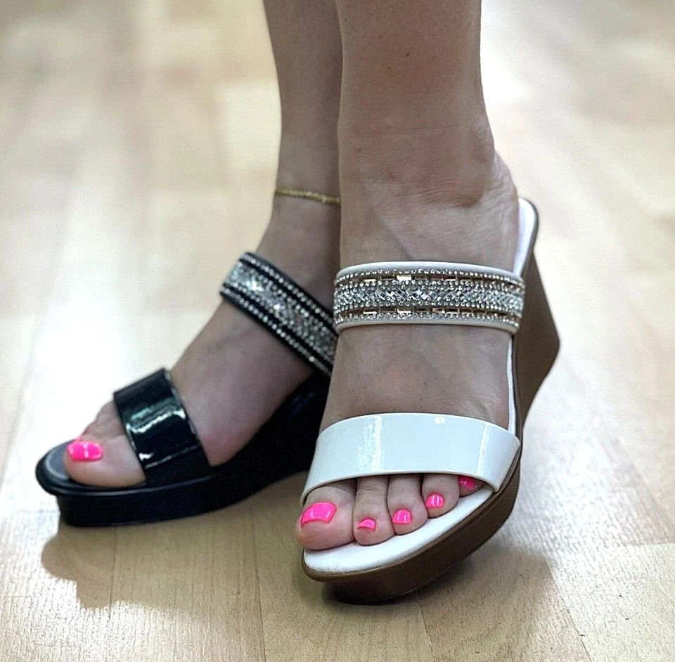 Zapatero italiano Meria cuña media adornada sandalia sin cordones elige talla/color Foto 1 de 3