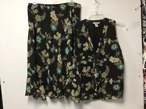 Notations set camicetta e gonna donna 2 pezzi taglia large nero multi floreale 178 - Foto 1 di 9