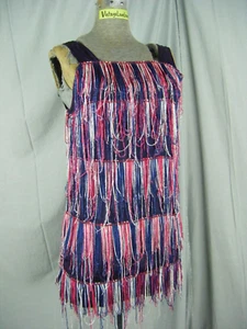 Vtg 60s Multi Colored Fringes Rayon Crepe Top-Bust 32/3XS-2XS - Picture 1 of 10