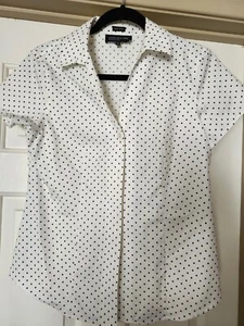 Jones New York Collection Non-iron Polka-dot Blouse Size 4 - Picture 1 of 8