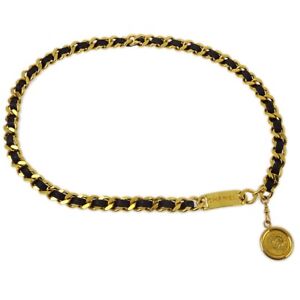 Chanel Medallion Chain Belt Black Small Good 94A KK90690