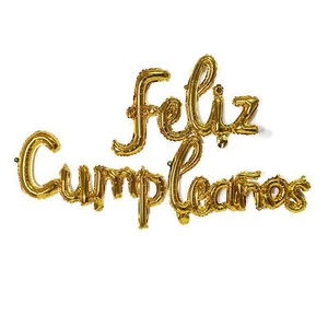 Feliz Cumpleanos Gold Small Letters Conjoined Balloons Feliz Cumpleanos Gold ... - Picture 1 of 5