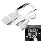 For Harley Touring Electra Glide 2014-22 Tri Line Gauge Stereo Accent Set Chrome