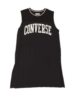 CONVERSE Womens Graphic Sleeveless T-Shirt Dress UK 14 Medium Black Cotton KS03 Foto 1 de 3