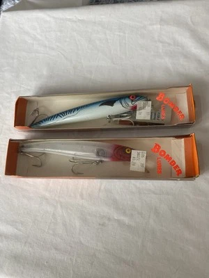 2-Bomber Long A Magnum-7” 1.5oz.-Red Head/Blue Mackerel-NIB-NOS - Image 1 of 4