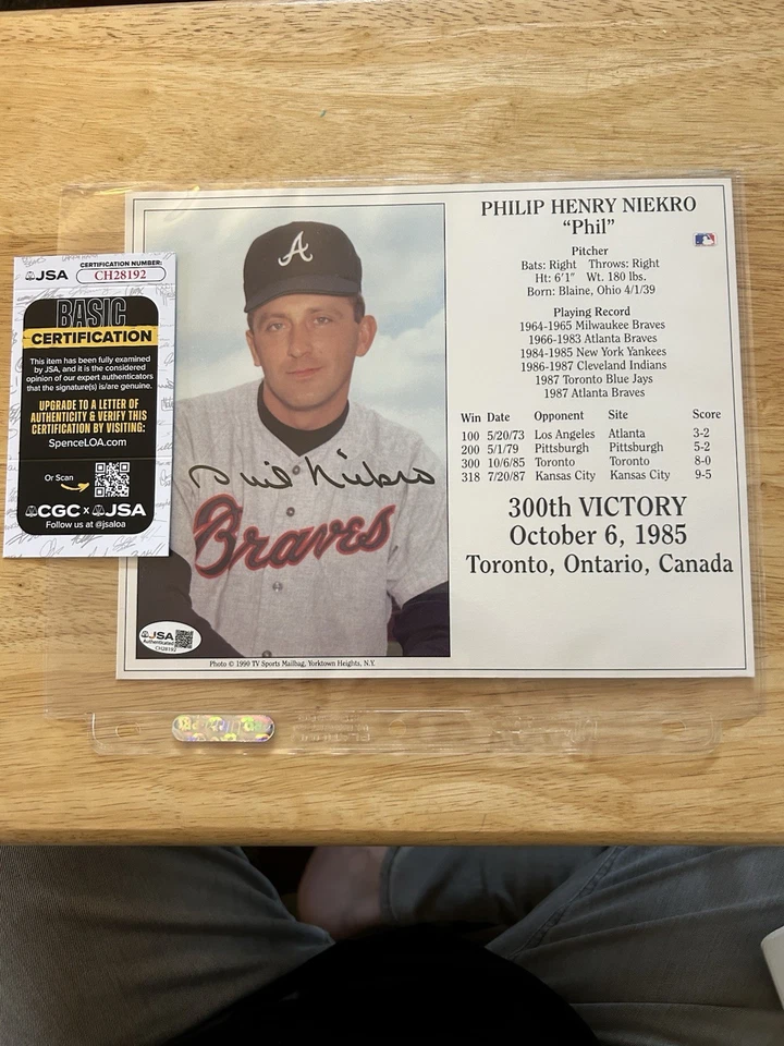 Phil Niekro Autographed 8x10 Photo Atlanta Braves JSA COA - CH28192 - Image 1 of 1