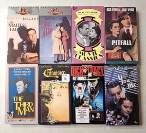 Film Noir VHS Lot Maltese Falcon The Third Man Beat the Devil Chinatown Pitfall - Picture 1 of 12