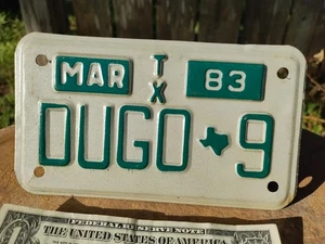 EXPIRED 1983 TEXAS DUGO9 Motorcycle License Plate - Picture 1 of 9