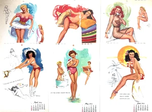 VINTAGE 1952 STUDIO SKETCHES PIN UP GIRLS CALENDAR ART BY JERRY T.N. THOMPSON - Picture 1 of 4