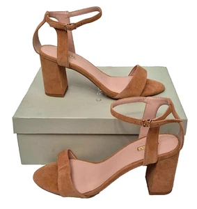 Carvela Gigi Damen Camel Wildleder Schnalle Riemchen Blockabsatz Pantoletten EU 40 UK 7 - Bild 1 von 8