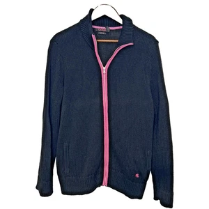 Lauren Ralph Lauren Active schwarzer Pullover mit durchgehendem Reißverschluss rosa Taschen Logo Baumwolle 1X - Bild 1 von 9