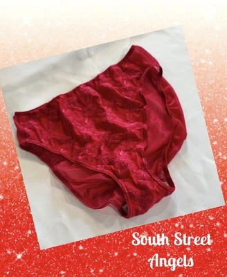 BRAGAS VINTAGE OLGA 20010 ROJAS SEMI TRANSPARENTES FLORALES BORDADAS BRILLANTES XL Foto 1 de 4