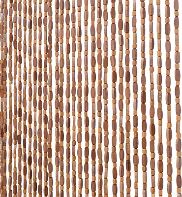 Cortina de 52 hilos de madera marrón y bambú con cuentas para divisor de habitación de puerta 36 pulgadas Foto 1 de 4