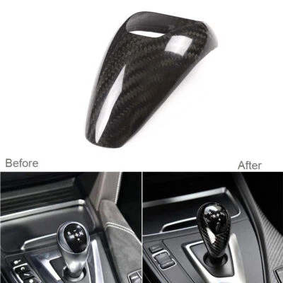 Cubierta de ajuste de cabeza de perilla de cambio de marchas interior de fibra de carbono para BMW M2 M3 M4 M5 2014-2017 Foto 1 de 4