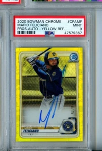 Mario Feliciano 50/75 Yellow Refractor Auto 2020 Bowman Chrome PSA 9 - Bild 1 von 1