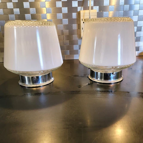 095c Antique vintage art deco mcm ceiling light fixture glass shade pair set Cover