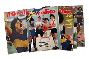 Lotto 5 riviste vintage 1981 Diego Maradona Boca Juniors El Grafico Argentina - Foto 1 di 16