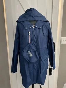 Bernardo Packable Blue Hooded Rain Windbreaker Jacket Women's Size XL A3 - Picture 1 of 13