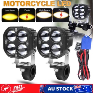 2x 120W 3" LED Motorcycle Headlight Spot Light Driving Fog Lamp ATV +Wire Switch - Picture 1 of 16
