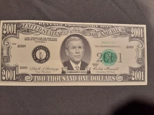 TWIN TOWERS 2001 CURRENCY NOVELTY NOTE, George W. Bush Two Thousand One Dollars - Picture 1 of 6