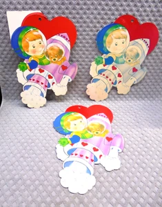 Vintage Valentine's Day Cardstock Cutout Boy Dog Rocket Double Sided Decoration - Picture 1 of 5