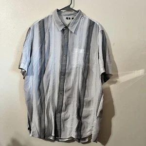 Rusty Brand Vertical Stripe Short Sleeve Button Up Size XL white and gray - Picture 1 of 4