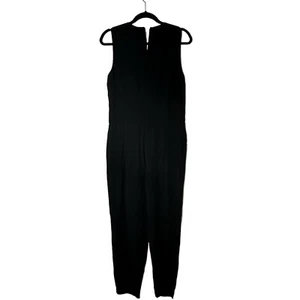 Theory Jumpsuit Womens 8 Black Faux Wrap One Piece Outfit Sleeveless Pockets - Picture 1 of 14