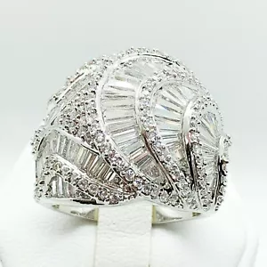 R4787 Women Vintage Jewelry White Yellow Gold Plated Cluster Cocktail Dome Ring - Picture 1 of 8
