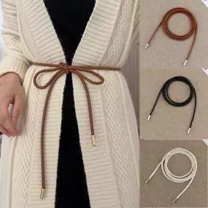 Cintura donna vintage lunga rotonda in corda di pelle - abiti, cappotti, decorazione - Foto 1 di 18