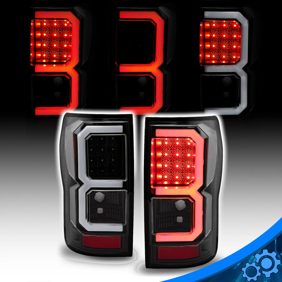 Luces traseras de freno LED completas tubo doble forma de C negras para Toyota Tundra 2007-2013 Foto 1 de 4