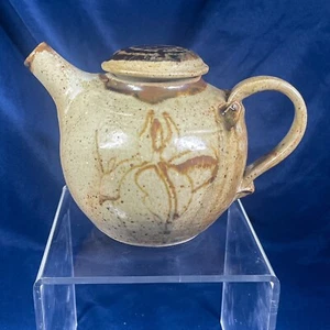 Stone Crow Pottery Teapot NC shades of brown 5.5" tall 8" long - Picture 1 of 9