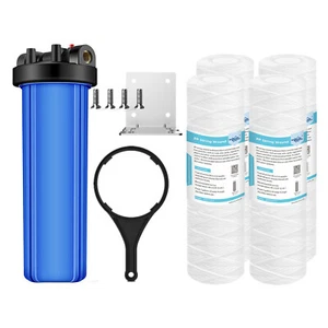 Sistema de carcasa de filtro de agua para toda la casa de 20 pulgadas y 4 piezas de sedimento de cuerda de 20"" x 4,5 - Imagen 1 de 14