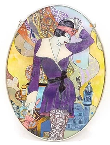 Amia Studios Hand Painted Glass Artist Helena Lam - City Lady - Picture 1 of 5