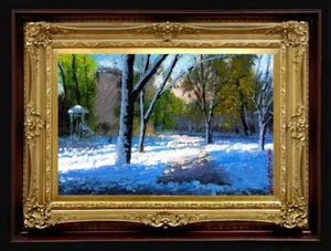 ORIGINAL Oil Painting Handmade Arseni ~ CHRISTMAS 6" X 4" NO FRAME Artist USA - Picture 1 of 11