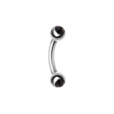 1 Pair Steel Crystal Ball Barbell Curved Eyebrow Ring Tragus Ear Body Piercing - Image 1 of 3