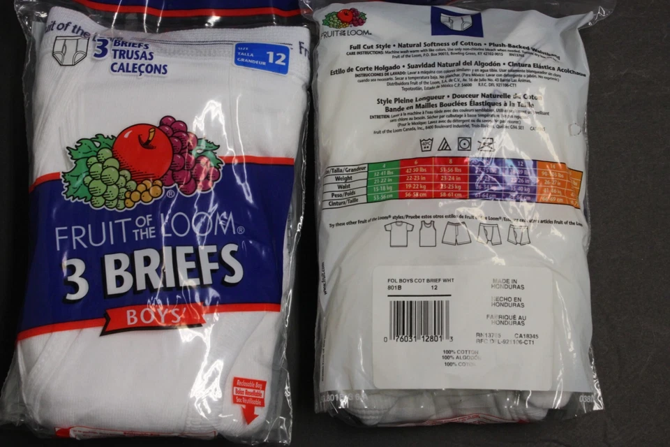 Vintage 1996 NOS Boys Fruit of The Loom Double Stripe Briefs 3 Pair Size 6