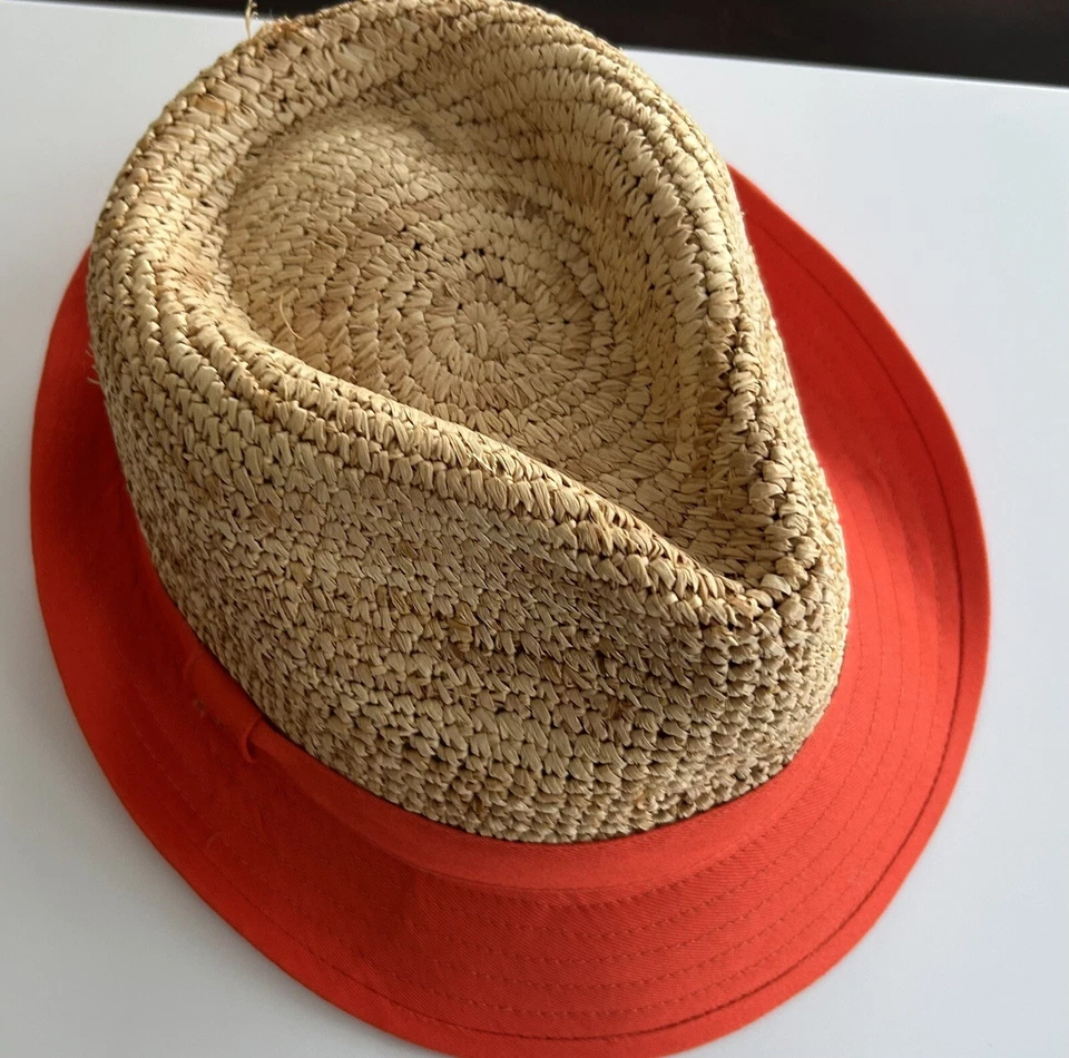 Sombrero Fedora de Paja Embalable Jonathan Adler Defecto Ala Naranja Foto 1 de 4