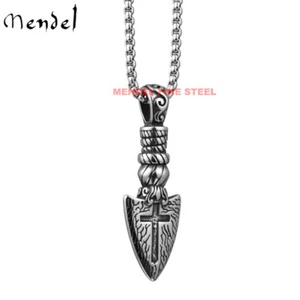 MENDEL Cool Mens Christian Cross Pendant Necklace For Men Stainless Steel - Picture 1 of 6
