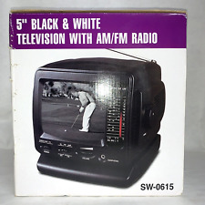 Vintage Portable Television 5" Black & White TV & AM FM Radio SW-0615 Tested