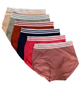 NEW 6 Women High Waist Poly Briefs Highcut Cotton Underwear Panties U644 - Picture 1 of 7