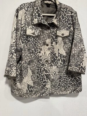 Chaqueta Blazer Mujer Manga 3/4 Floral Caqui Flecos Marfil Crema Forrada 2x Arte Foto 1 de 4