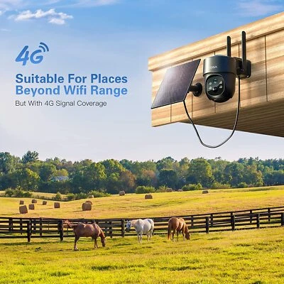 Xega 4G LTE Cellular Security Camera Solar with SIM Card,Wireless Camera No WiFi