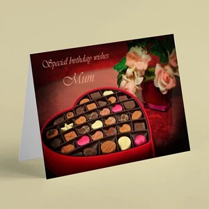 Box of chocolates and flowers Mum birthday card - Picture 1 of 1