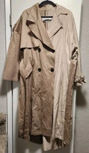 The Frankie Shop Sabine Two Tone Trench Coat Women's Medium Large M/L Beige NWT - Picture 1 of 24